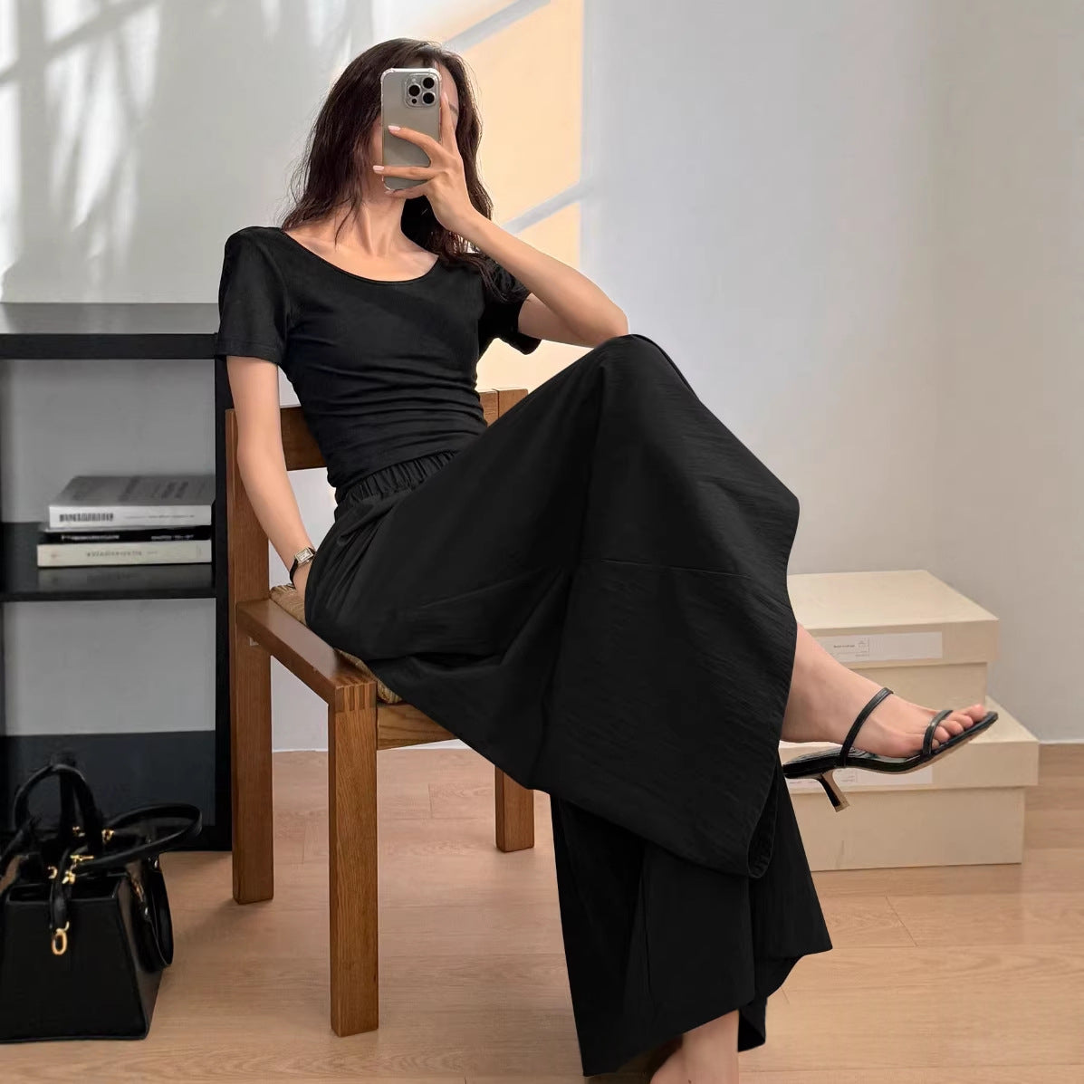 Pantalon jupe très large à taille élastique — tombé fluide