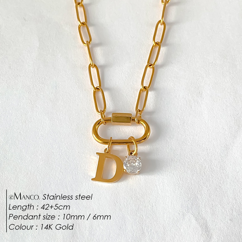 Collier lettre à personnaliser — initiale A à Z, acier inoxy — coloris