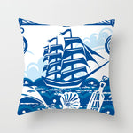Housse de coussin à motifs marins, esprit méditerranéen — coloris
