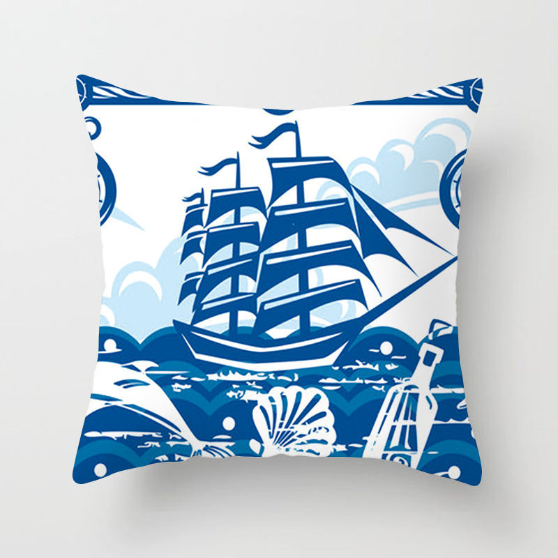 Housse de coussin à motifs marins, esprit méditerranéen — coloris