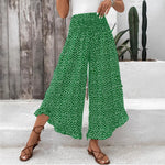 Pantalon large à pois, ourlet volanté