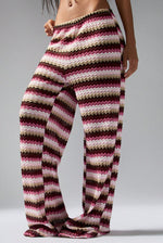 Pantalon de plage en maille crochet ajourée — motif vagues