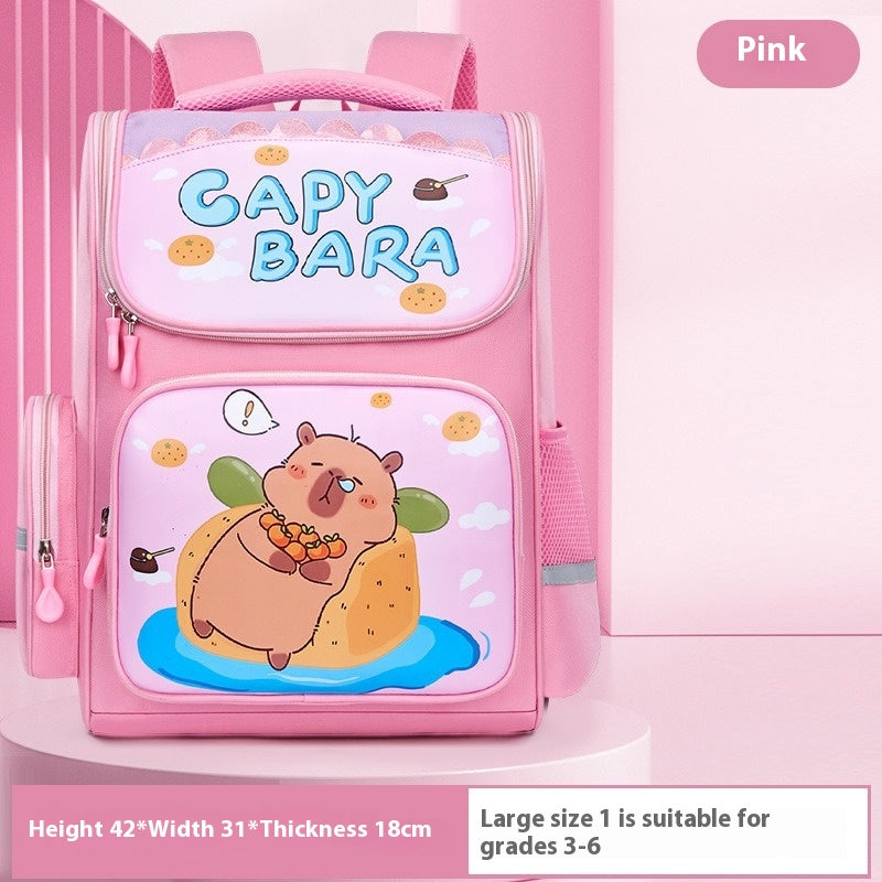 Cartable primaire à motif capybara — petit ou grand format — coloris