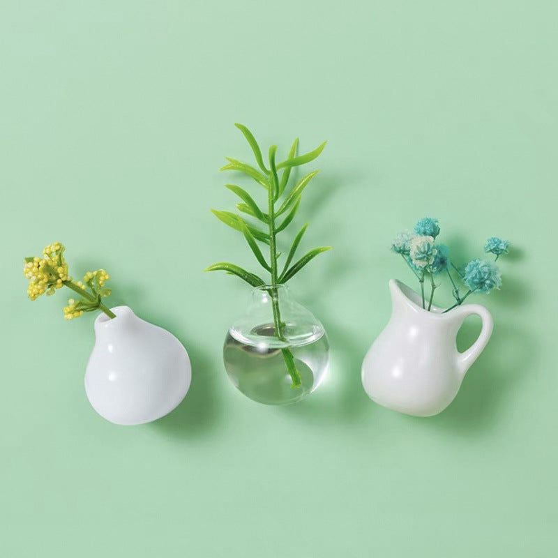 Mini vases magnétiques en céramique, lot de cinq — coloris