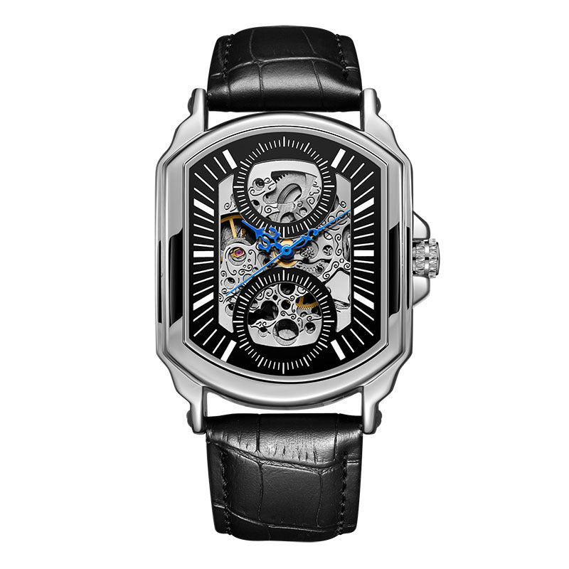 Montre mécanique rectangulaire à cadran ouvert et bracelet c — coloris