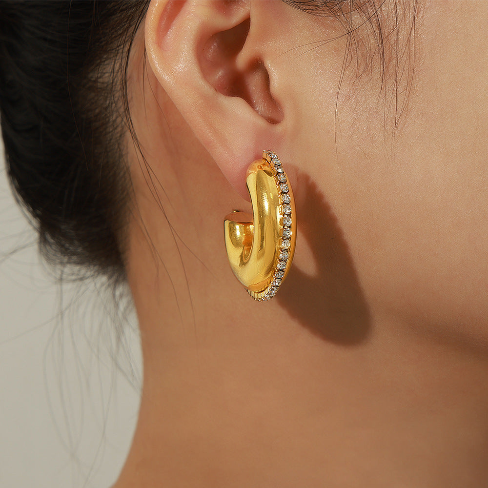 Boucles d’oreilles géométriques minimalistes — acier inoxydable
