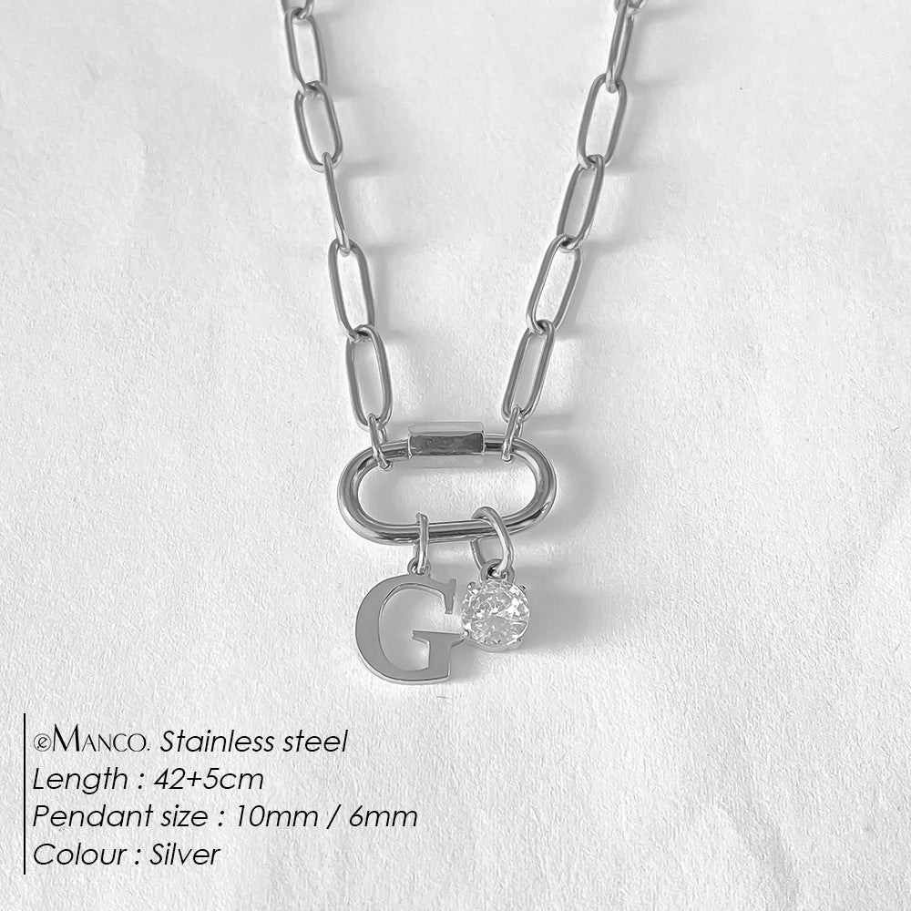 Collier lettre à personnaliser — initiale A à Z, acier inoxy — coloris