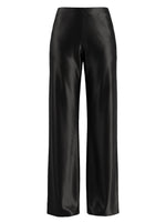 Pantalon en satin taille haute — jambe droite, effet soyeux