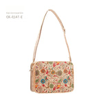 Sac bandoulière en liège imprimé — compartiment zippé
