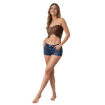 Short en jean stretch taille haute — coupe près du corps