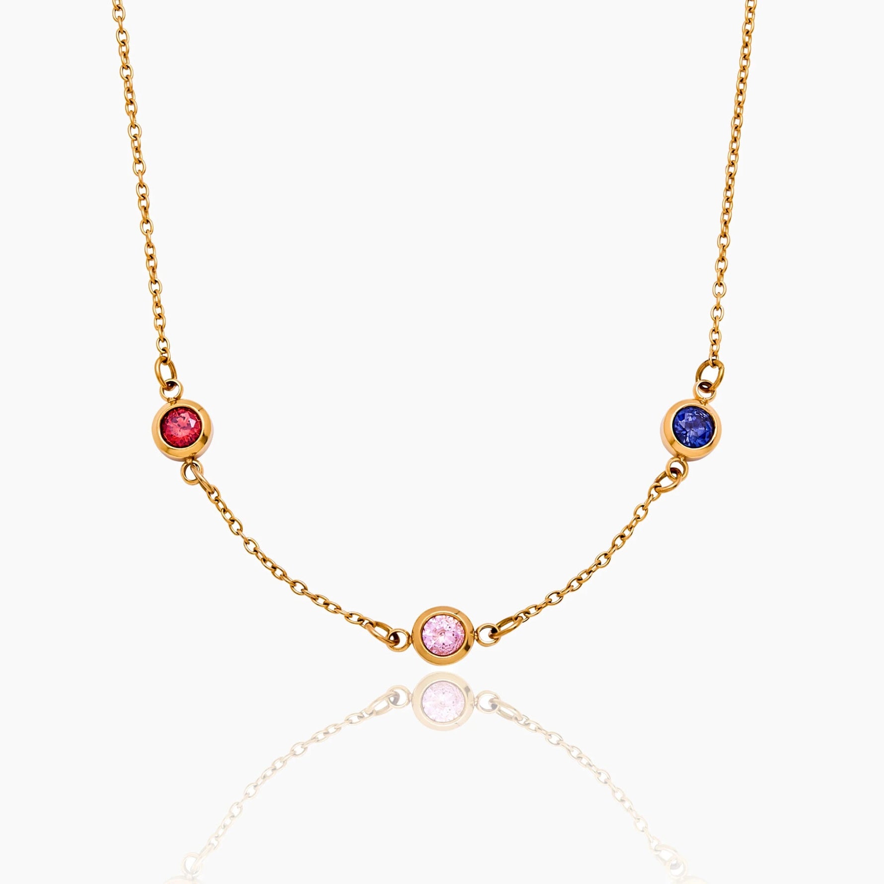 Collier pierre de naissance sur chaîne forçat — personnalisable, acier inoxydable