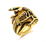 Bague homme à motif sculpté — acier titane, finition acier o — coloris
