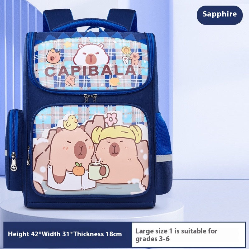 Cartable primaire à motif capybara — petit ou grand format — coloris