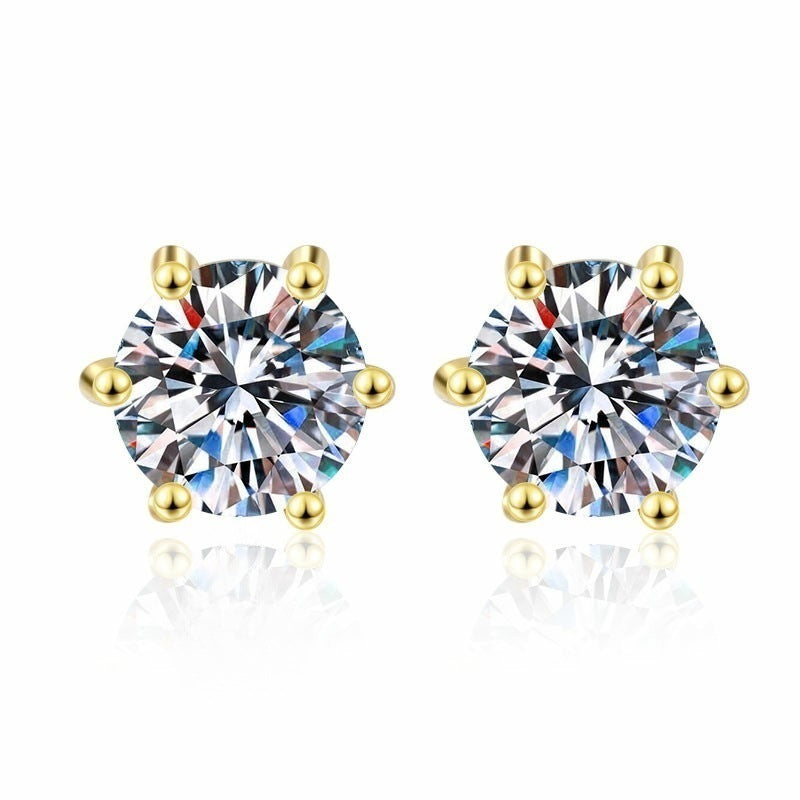 Puces d’oreilles en argent 925 — zircon serti six griffes