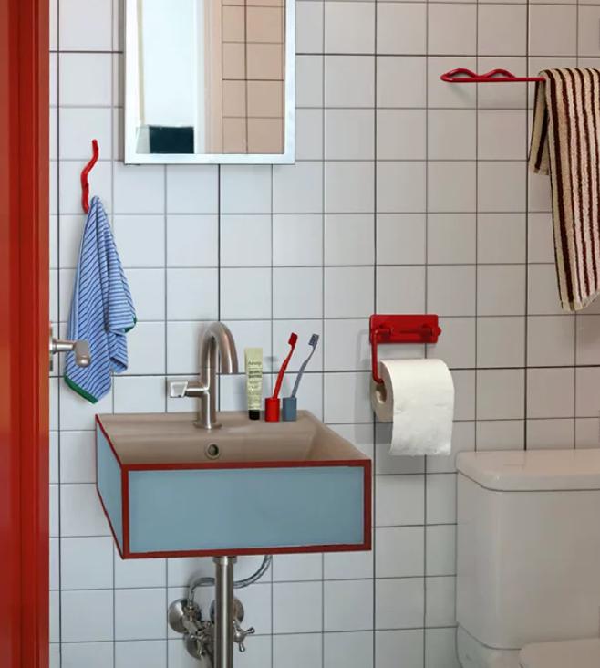 Dérouleur de papier toilette sans perçage — métal bordeaux ou noir mat