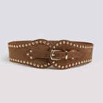 Ceinture large élastique en suédine cloutée