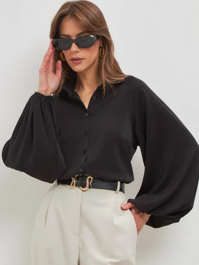 Chemise à manches ballon, poignets boutonnés — coloris