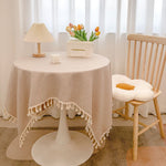 Nappe en coton-lin à pompons, tombé souple — coloris