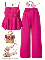 Ensemble 2 pièces — caraco froncé et pantalon large