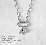 Collier lettre à personnaliser — initiale A à Z, acier inoxy — coloris