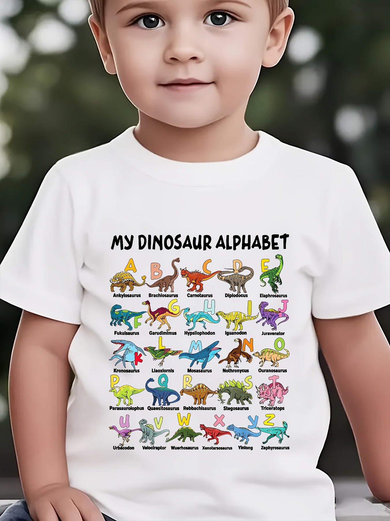 T-shirt garçon à motif dinosaure — manches courtes