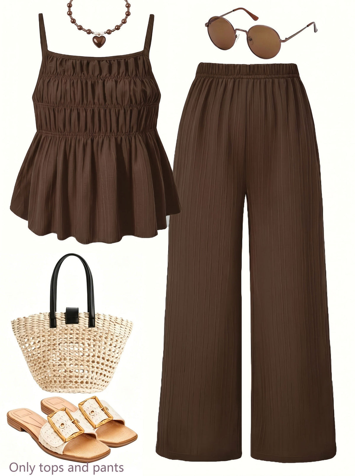 Ensemble 2 pièces — caraco froncé et pantalon large