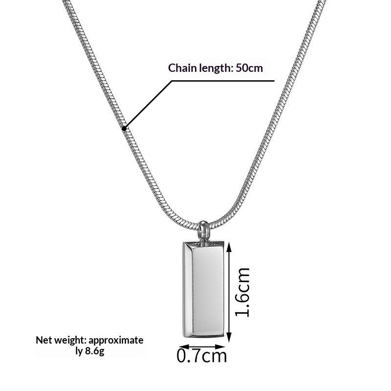 Collier pendentif carré sur chaîne serpent — acier inoxydable 304