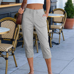 Pantalon femme taille haute à poches plaquées — coloris