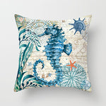 Housse de coussin à motifs marins, esprit méditerranéen — coloris