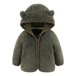 Veste peluche à capuche oreilles d’ourson pour bébé — zippée, 70 à 100 cm