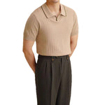T-shirt homme col V en maille ajourée — été