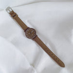 Montre femme rétro à bracelet cuir et cadran teinté