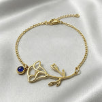 Bracelet fleur de naissance — les 12 mois, acier inoxydable