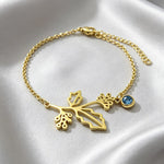 Bracelet fleur de naissance — les 12 mois, acier inoxydable — coloris