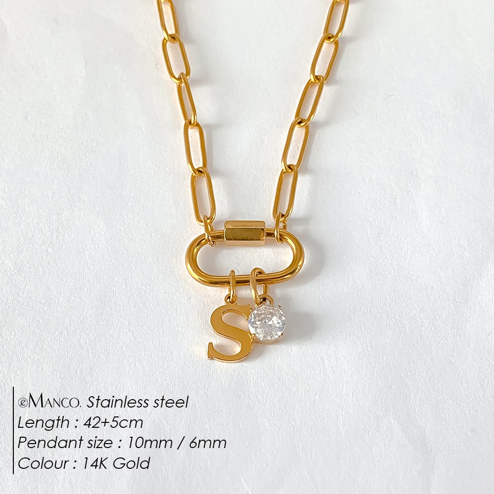 Collier lettre à personnaliser — initiale A à Z, acier inoxy — coloris