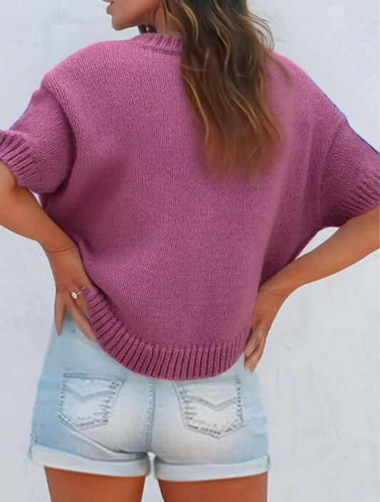 Gilet à col V profond, maille effet usé