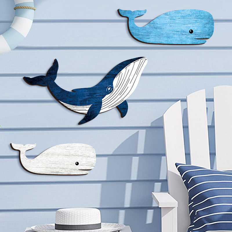 Décorations murales en bois — baleines, 35, 27 et 24 cm