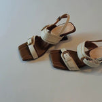 Sandales compensées à bout carré en microfibre