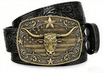 Ceinture mixte en cuir gravé — motif western, pour jean
