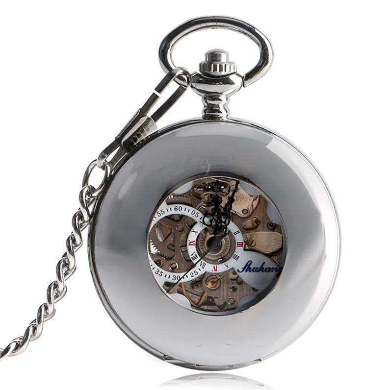 Montre de poche mécanique à couvercle ciselé et cadran bleu — coloris