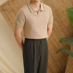 T-shirt homme col V en maille ajourée — été