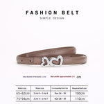 Ceinture fine en cuir, boucle deux cœurs sertis