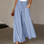 Jupe-culotte longue à taille élastique et cordon
