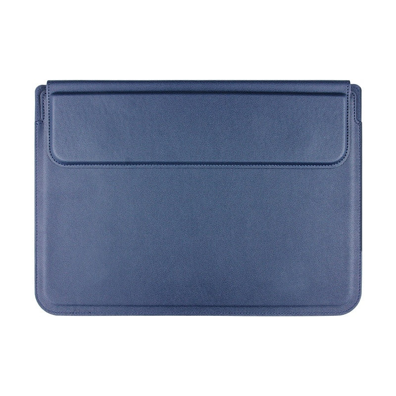 Housse d’ordinateur aspect cuir — se déplie en support