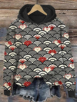 Sweat à capuche léger à imprimé japonais — baleine, chats, v — coloris