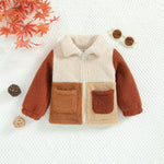 Veste sherpa enfant à col chemise — zippée, bicolore