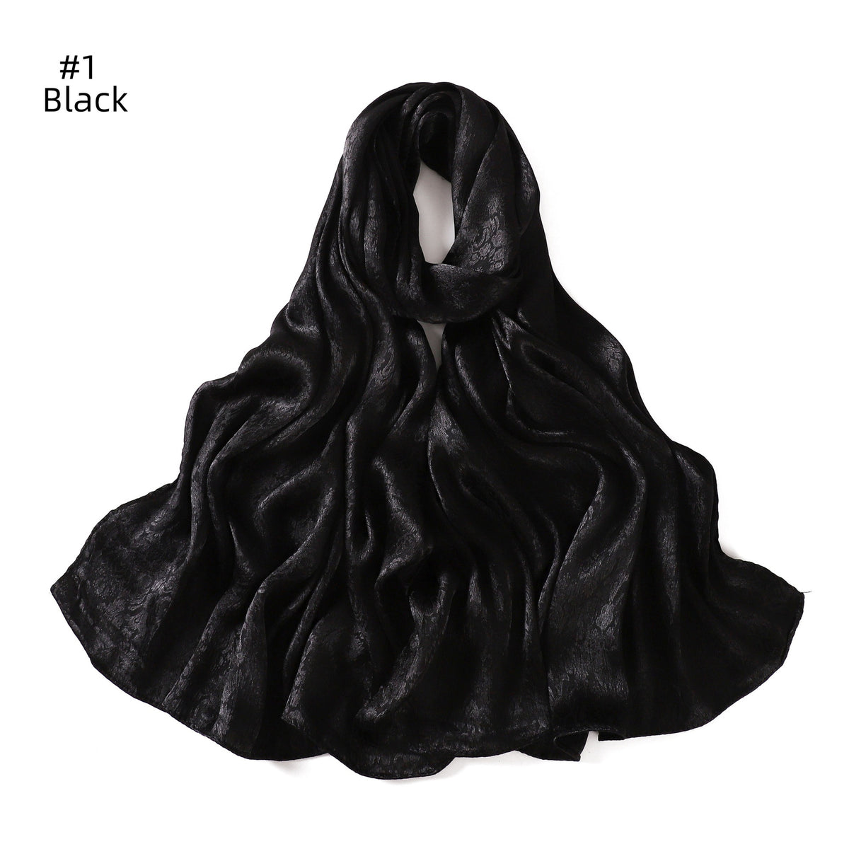 Foulard long en satin jacquard — motif tissé, 12 coloris — coloris