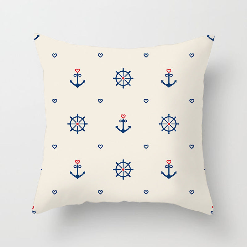 Housse de coussin à motifs marins, esprit méditerranéen — coloris