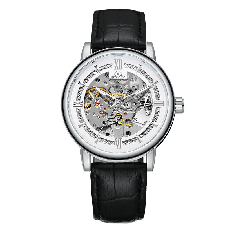 Montre mécanique à remontage manuel, cadran squelette