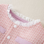 Robe bébé fille effet tweed et jupe en tulle — col en dentelle